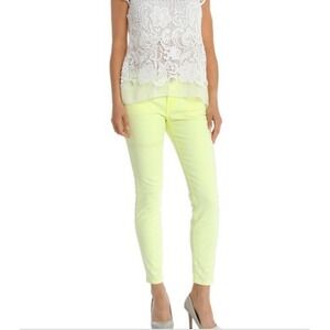 NWT $198 Current Elliott Stiletto jeans Neon Yellow  sz 27 Raw Edge